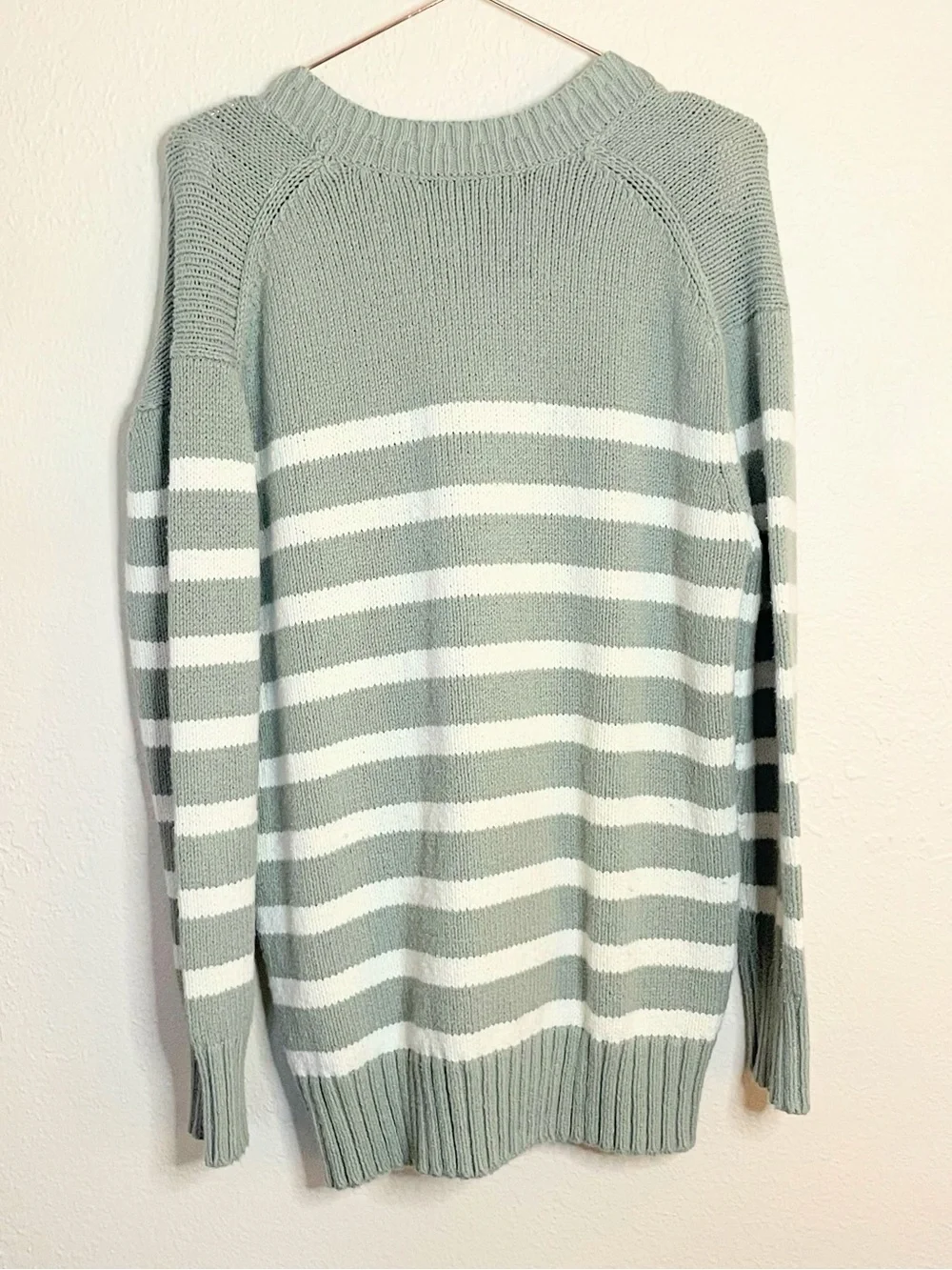 American Eagle Oversized Sage Stripe Cardigan Small